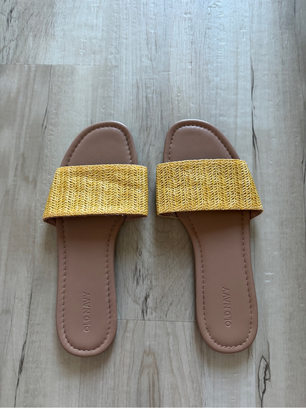 Old Navy Yellow Woven Strap Slide Sandals
